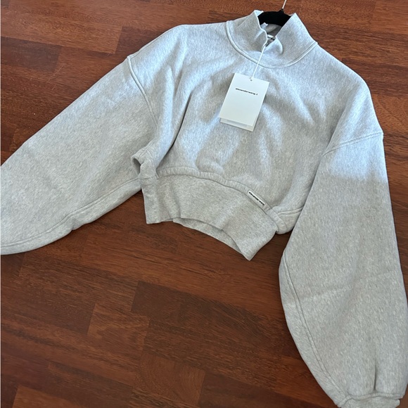 NWT Alexander Wang Cropped Pullover Turtleneck W/ Branded Seam Label, Grey, XS - Picture 11 of 17